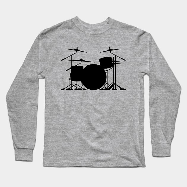 Drum set silhouette illustration Long Sleeve T-Shirt by hobrath